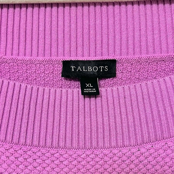 TALBOTS XL WOMENS LILIAC BUTTONS LIGHTWEIGHT TEXTURED PULLOVER KNIT COZY SWEATER - Picture 2 of 7